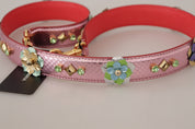 Metallic Pink Leather Studded Shoulder Strap