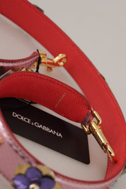Metallic Pink Leather Studded Shoulder Strap