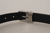 Red Exotic Leather Metal Logo Buckle Belt
