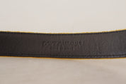 Mustard Velvet Gold Logo Engraved Metal Buckle Belt