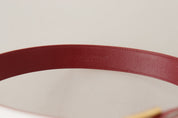 White Calf Leather Two-Toned Gold Metal Buckle Belt