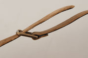 Brown Velvet Bronze Vintage Logo Metal Buckle Belt