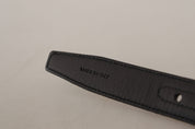 Navy Blue Jacquard Gold Tone Logo Metal Buckle Belt
