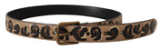 Brown Leopard Print Vintage Metal Waist Buckle Belt