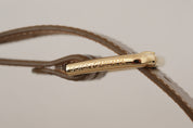Bronze Leather Gold Logo Engraved Waist Buckle Belt