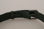 Army Green Leather Logo Metal Waist Buckle Belt