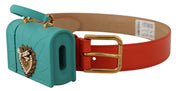 Orange Leather Devotion Heart Micro Bag Headphones Belt
