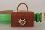 Green Leather Devotion Heart Micro Bag Headphones Belt