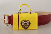 Red Leather Yellow DEVOTION Heart Bag Buckle Belt