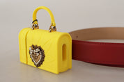 Red Leather Yellow DEVOTION Heart Bag Buckle Belt