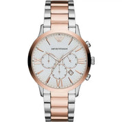 Silver and Bronze Steel Chronograph Watch
