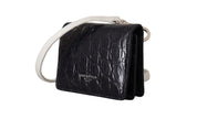 Blue White Caiman Leather Strap Card Holder Wallet