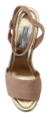 Prada Pink Suede Leather Ankle Strap Sandals