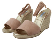 Prada Pink Suede Leather Ankle Strap Sandals