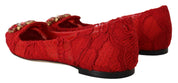 Red Taormina Crystals Loafers Flats Shoes