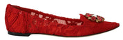 Red Taormina Crystals Loafers Flats Shoes
