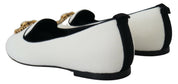Dolce & Gabbana White Velvet Slip Ons Loafers Flats Shoes Dolce & Gabbana