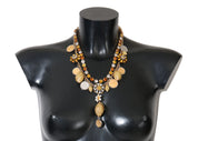 Gold Brass Crystal Logo Pineapple Statement Necklace