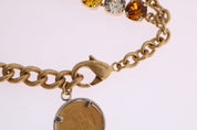 Gold Brass Crystal Logo Pineapple Statement Necklace
