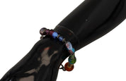 multicolor Silver Chain Brass Beaded Lobster Clasp Bracelet
