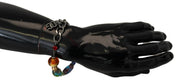multicolor Silver Chain Brass Beaded Lobster Clasp Bracelet