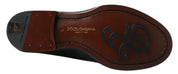 Black Leather Slipper Loafers Stitched Shoes