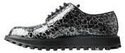Black White Derby Patent Leather Shoes