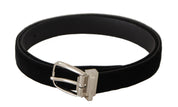 Dolce & Gabbana Black Casual Velvet Silver Tone Metal Buckle Belt Dolce & Gabbana