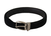 Black Classic Velvet Silver Tone Metal Buckle Belt