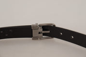 Dark Purple Perforated Leather Metal Buckle Belt