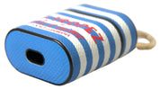 Blue Stripe Dauphine Leather Logo Print Airpod Case