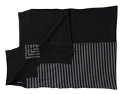 Dolce & Gabbana Black Gray Stripe Wool Neck Wrap Shawl Scarf Dolce & Gabbana