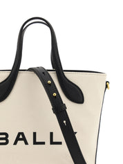 White and Black Leather Bucket Bag