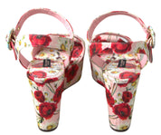 Multicolor floral print Wedges Floral Ankle Strap Sandals
