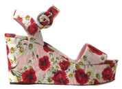 Multicolor floral print Wedges Floral Ankle Strap Sandals