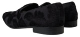Black Brocade Loafers Formal Shoes