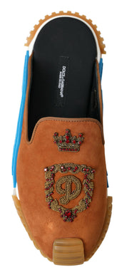 Brown Suede Crown Logo NS1 Slides Sandals