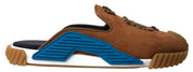Brown Suede Crown Logo NS1 Slides Sandals