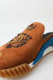 Brown Suede Crown Logo NS1 Slides Sandals