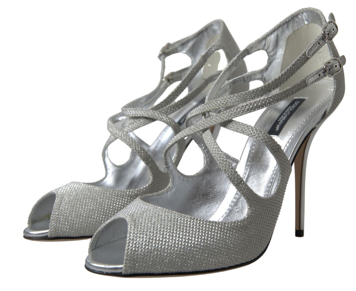 Dolce & Gabbana Silver Shimmers Sandals Heel Pumps Shoes Dolce & Gabbana