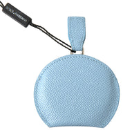 Light Blue Calfskin Leather Mirror Holder