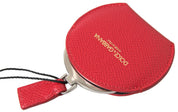 Red Calfskin Leather Hand Mirror Holder