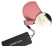 Pink Calfskin Leather Round Mirror Holder