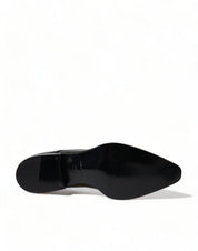 Black Leather Lace Up Formal Flats Shoes