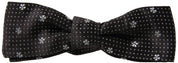 Black Patterned Silk Adjustable Men Neck Papillon Bow Tie
