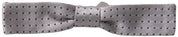 Gray Dotted Silk Adjustable Men Neck Papillon Bow Tie