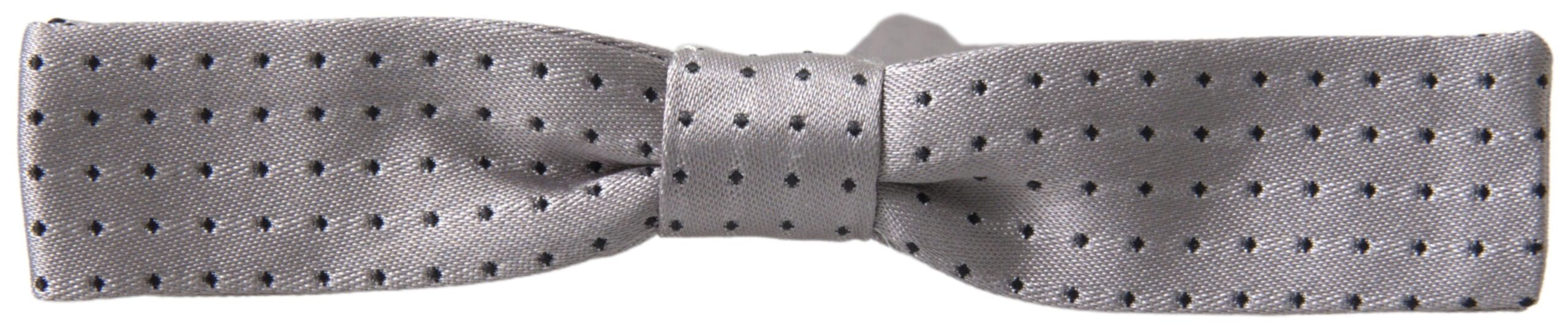 Gray Dotted Silk Adjustable Men Neck Papillon Bow Tie