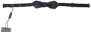 Blue Polka Dot Silk Adjustable Men Neck Papillon Bow Tie