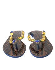 Dolce & Gabbana Blue Crystals Flats Sandals Beachwear Shoes Dolce & Gabbana