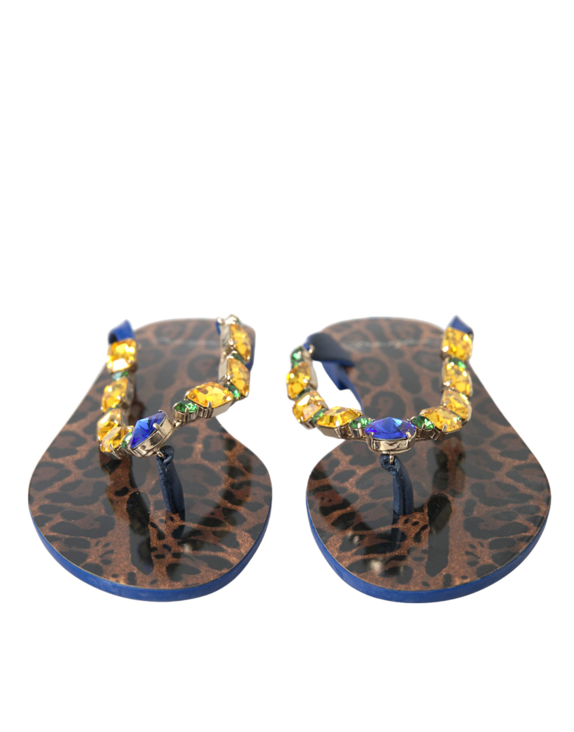 Dolce & Gabbana Blue Crystals Flats Sandals Beachwear Shoes Dolce & Gabbana